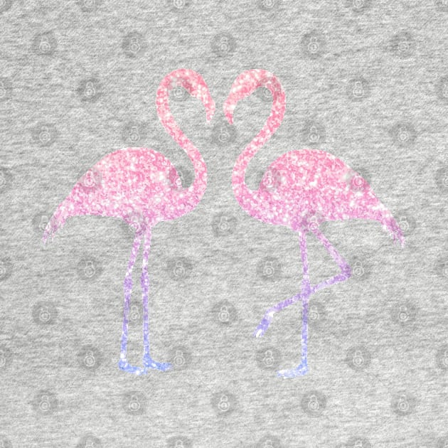 Light Pink Purple Ombre Faux Glitter Flamingos Silhouette by Felicity-K